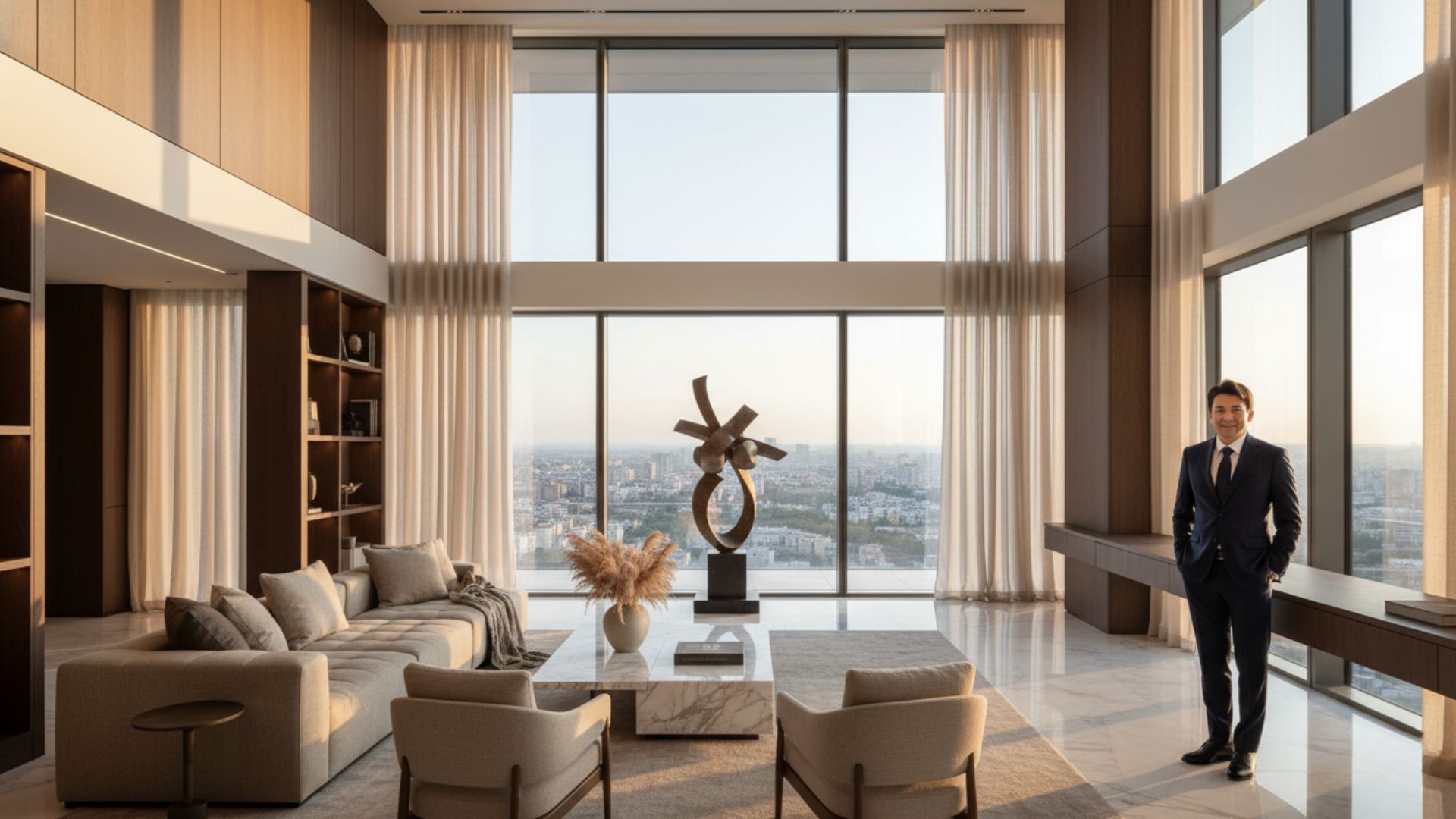 Sala moderna y luminosa de estilo premium que representa las propiedades en venta gestionadas por JASSAN Bienes Raíces